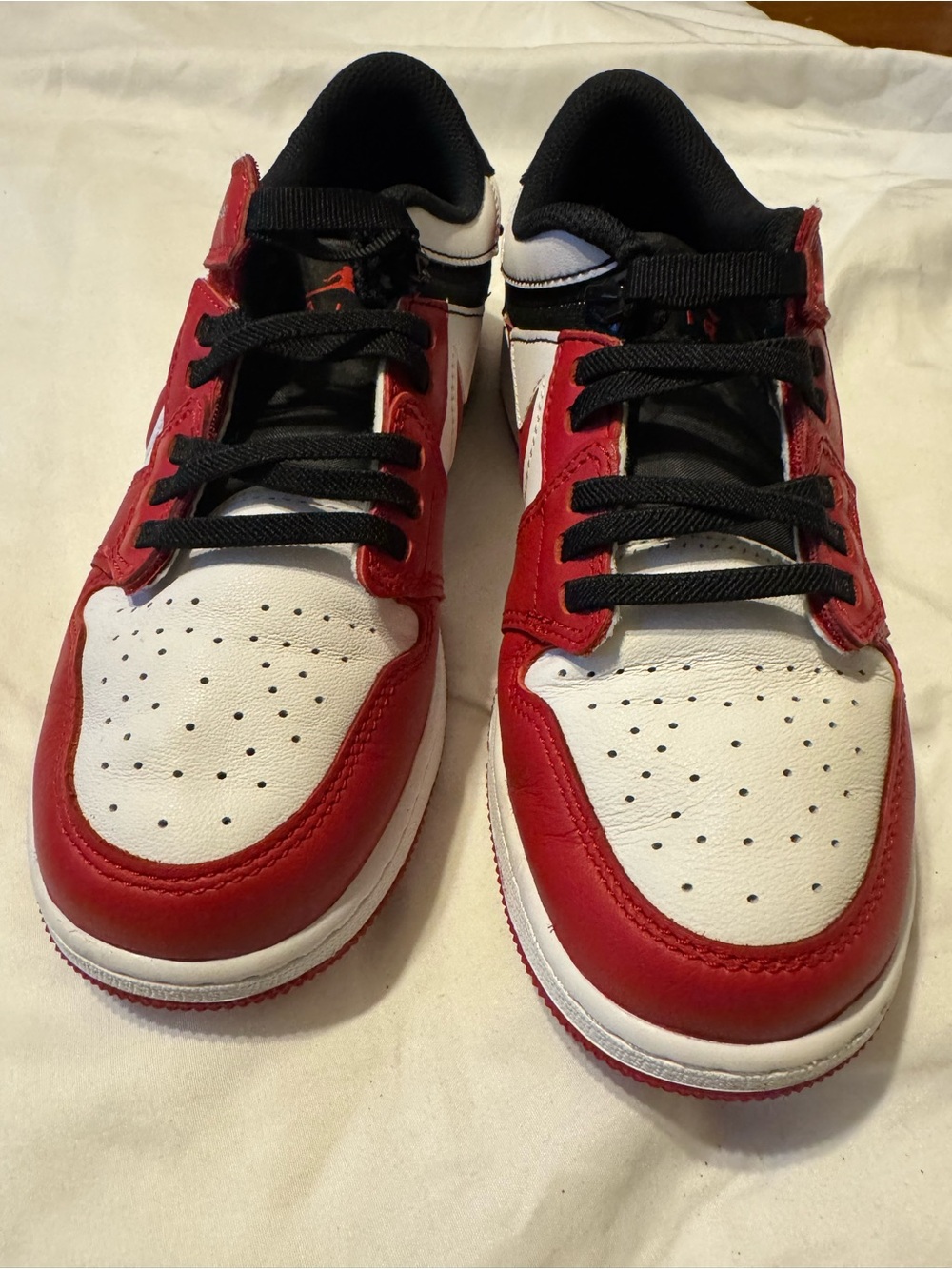Jordan Kids White and Red Low-Top Sneakers